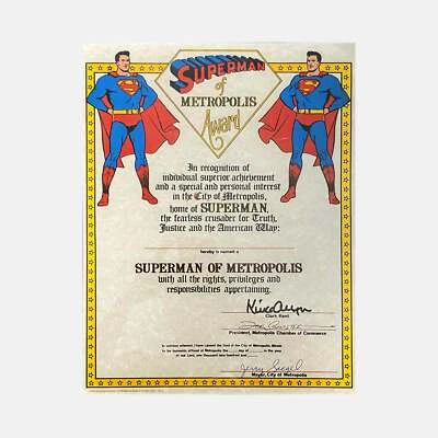 Superman of Metropolis Award Signed By Jerry Siegel, Joe Shuster and Kirk Alyn  - Image 1 of 3