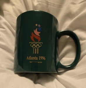 Vintage 1996 100th Olympic Games Atlanta Coffee Mug Cup Summer Olympics Green  - Picture 1 of 1