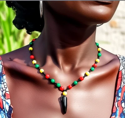 Collar Rasta Rastafri Reggae África Cuentas Plástico Hombres Mujeres Hecho a Mano Foto 1 de 4