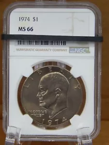 1974 P Eisenhower Ike Silber 1 Dollar - Silber - NGC MS66 (BT367) - Bild 1 von 3