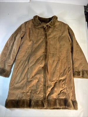 ALFANI верхняя одежда подлинный коричневый замши меха с подкладкой куртка женский размер XL изящный - Изображение 1 из 4