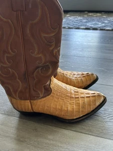 Tony Lama #CY1013 Vintage Honey Caiman Tall Cowboy Boots Size 10.5D - Picture 1 of 6
