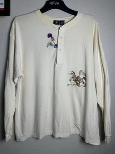 Road Runner & Wile E. Coyote Warner Bros XL Thermal Styl Sweater W/Collar Button - Picture 1 of 10