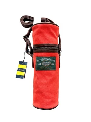 NWT Rugby Ralph Lauren Orange Zip Canvas Thermos Drink Holder Leather Strap RARE - Image 1 of 4