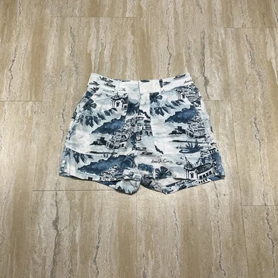 Cynthia Rowley Womens Size S Amalfi Coast Blue And White Linen Blend Shorts - Image 1 of 4