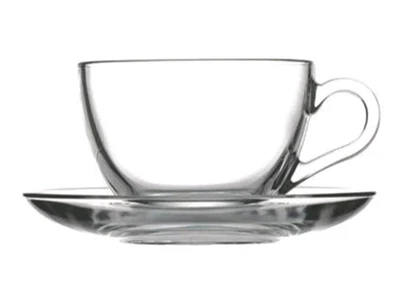 Tazze Da Tè Pasabahace Basic X6 Persone Con Piattini Vetro - Image 1 of 4