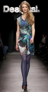 Desigual Dress Cowl Neck Twist Waist Sz M-L Excellent Condition Tracked Postage - Picture 1 of 11