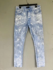 Purple Brand Jeans Men 31 P001 Low Rise Skinny Blue Acid Wash Distressed Street - Picture 1 of 18