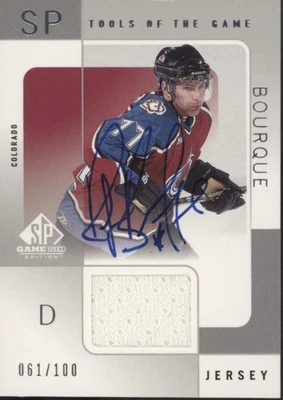 Ray Bourque 2000-01 UD SP Game Used Tools of the Game Swatch Auto 061/100 - Image 1 of 2