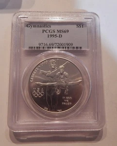 1995 D PCGS MS69 Gymnastics Commemorative Silver Dollar - Picture 1 of 2