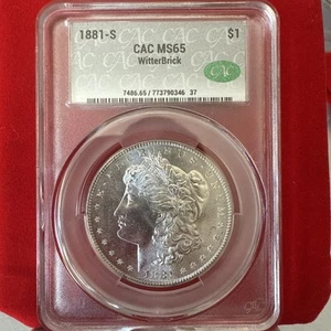 1881 S Silver Morgan $1 CAC MS65 Grade WitterBrick Silver Label Stunning Display - Picture 1 of 11