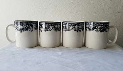 Set of 4 Spode Delamere Black 8 oz Mugs - Image 1 of 4