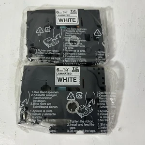 Original BRUDER (2er-Pack) 6 mm 1/4 Zoll schwarz auf weiß Etikettenband P-Touch TZ-211 NEU - Bild 1 von 7