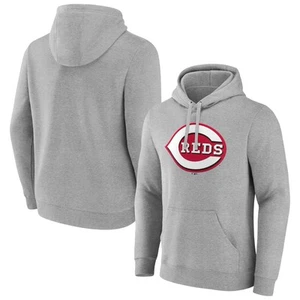Men's Heather Gray Cincinnati Reds Official Logo Fitted Pullover Hoodie - Picture 1 of 3