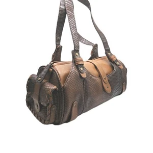Vintage Aldo Schultertasche braun Kunstleder Fass Boho Schlangenleder zweifarbig Y2K - Bild 1 von 10