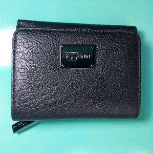 Nine & Co By Nine West Black Leather Trifold Ladies Wallet With Gun Metal Snap - Picture 1 of 5