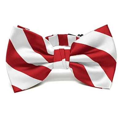  Men's Pre-tied Adjustable Striped Bow Tie Red and White - Image 1 of 4