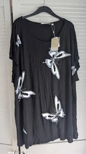 Anthology black beaded butterfly patterned top UK size 32 - Picture 1 of 7
