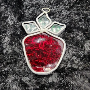 Vintage Stained Glass Suncatcher Strawberry  - Picture 1 of 4