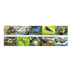 GB 2023 SC 4393-4402 RIVER WILDLIFE MULTI 2nd W/PHOSPER (5), & 1st (5) MNH OG VF - Picture 1 of 11