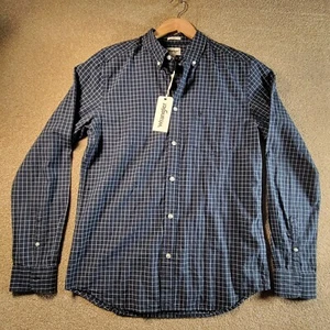 Wrangler Men Navy Check Button Down Shirt, Size L Slim, New with Tag - Picture 1 of 13