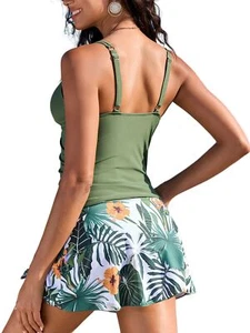 Womens Tankini Swimsuits Tummy Control Scalloped V Neck Tankini Bathing Suits... - Picture 1 of 7