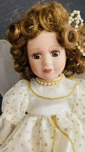 Bambola vintage ottone chiave angelo porcellana alta 9,5" - Foto 1 di 7