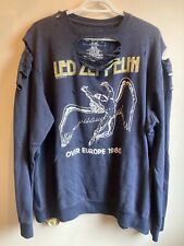 LED ZEPPELIN 1980 Europe Tour Blue Distressed Sweatshirt Size XL Official Merch