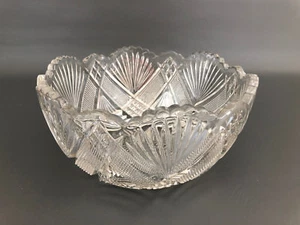 Antique Bryce, Higbee & Co. clear pressed glass salad bowl COARSE ZIG ZAG c.1905 - Picture 1 of 8