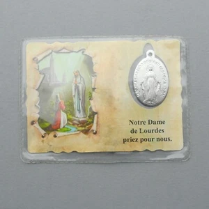 Vintage Religious Holy Card. Saint Virgin Mary and Bernadette. Lourdes. Medal. - Picture 1 of 5