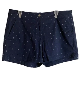 Nautica Chino Women's Shorts Size 14 Mid Rise Nautical Anchor Casual Walk Golf - Picture 1 of 14
