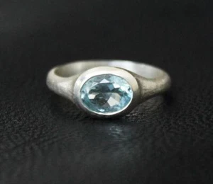 Aguamarina Anillo,Marzo Piedra de Nacimiento,Luz Azul,925 Anillo Plata - Imagen 1 de 8