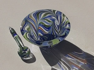 Mundgeblasene Glas Salzschale offen Salzschale und Löffel Set mundgeblasen Kunstglas - Bild 1 von 10