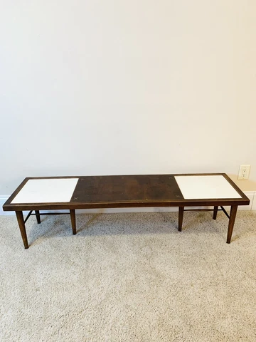 AMERICAN of MARTINSVILLE Rectangle COFFEE TABLE Brass X Inlaid MCM Mid Century Cover