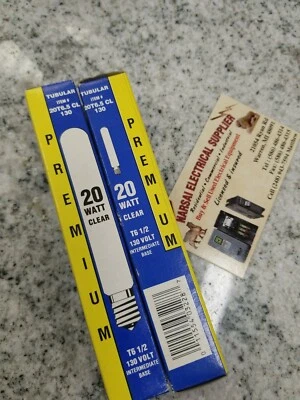 Tubular BULB 20T6 .5CL130 130 Volt 20 Watt CLEAR INTERMEDIATE BASE (BOX#8) - Image 1 of 4