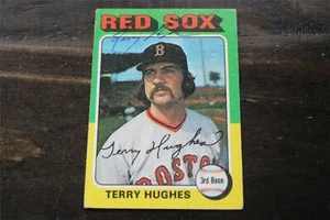 Tarjeta autografiada de Terry Hughes Hard 1975 Topps Boston Red Sox - Imagen 1 de 1