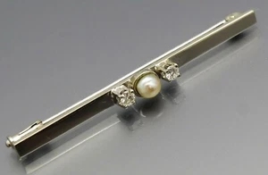 DISEÑO MADURO - ELEGANTE BROCHE DE DIAMANTES Y PERLAS - ORO BLANCO 585 - Imagen 1 de 5