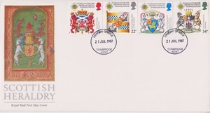 UNADDRESSED GB ROYAL MAIL FDC 1987 SCOTTISH HERALDRY STAMP SET TONBRIDGE PMK - Picture 1 of 1