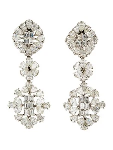 Emerald & Pear Shape 13.41TCW Simulated Sapphire Floral Dangle Wedding Earrings - Picture 1 of 8
