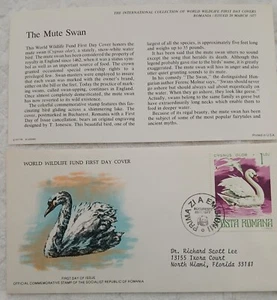 ROMANIA - 1977 - WWF STAMP - THE MUTE SWAN - FDC - Picture 1 of 2