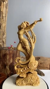 Chinese Boxwood Wood Hand Carved Flying Fairy Buddha Statue 60776 - Picture 1 of 4