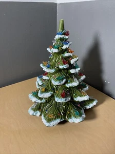 Vintage 1960s ATLANTIC MOLD CERAMIC LIGHT UP FLOCKED CHRISTMAS TREE BIRD BULBS - Picture 1 of 14