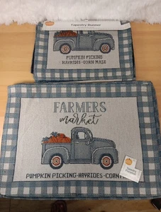 Corredor de mesa de tapiz de recolección de calabaza Farmers Market con 4 manteles individuales (D01) - Imagen 1 de 2