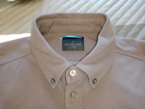 Camisa Richard James Savile Row Para Hombres L Marrón Calce Elástico Calce Ajustado Manga Larga - Imagen 1 de 9
