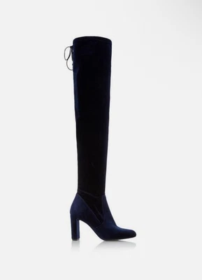 Dune royal blue velvet over knee boots leather interior uk 6 39 - image 1 of 4