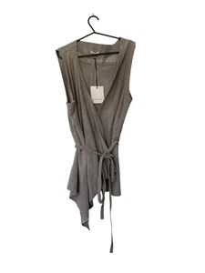 Love Like Ours Leather Suede Vest Size AU 10 With Waist Tie Grey - Picture 1 of 5