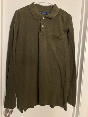 Vtg  John Ashford Olive Green Long Sleeve Polo Shirt Size XL 100% Cotton Egypt - Image 1 of 4