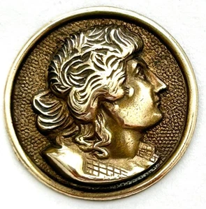 Medium Antique Brass Sarah Bernhardt Button #4 - Picture 1 of 2