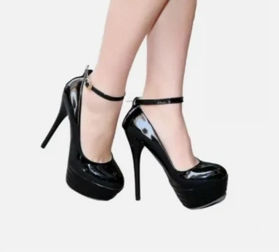 Zapatos de tacón alto para boda con plataforma con correa en el tobillo 34/46 Foto 1 de 4