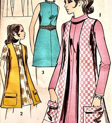 Maudella Vintage Sewing Pattern 60s 70s UNCUT Size 12 Mini Dress Long Waist Coat - Image 1 of 4